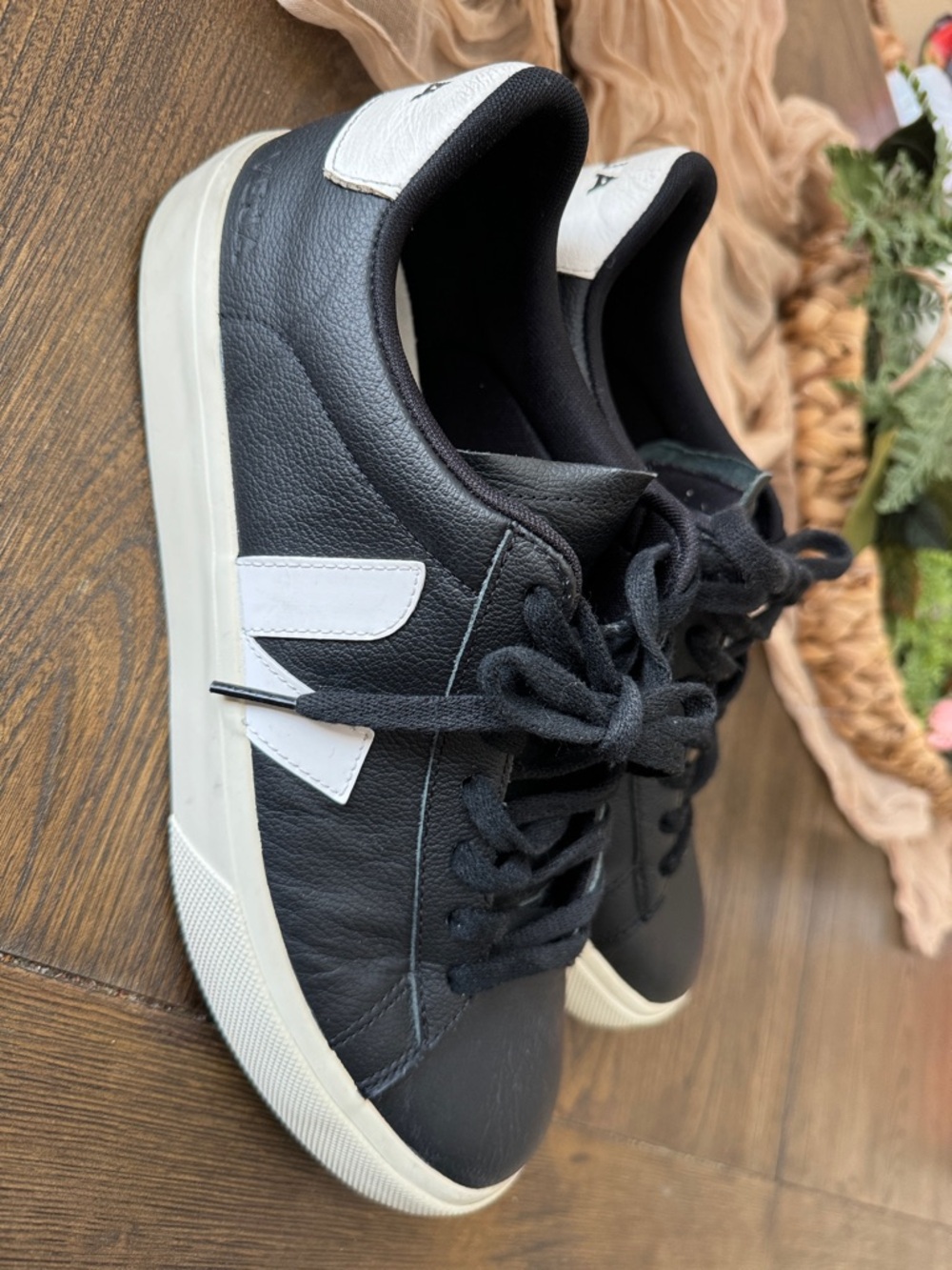 Veja Black and White Low-Top Sneakers